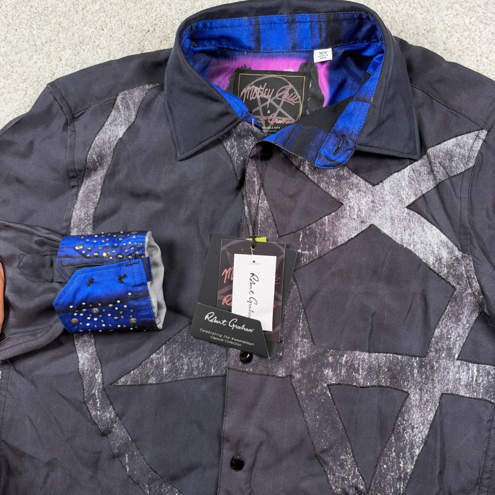 NEW Robert Graham Motley Crue Limited Edition Shirt Mens XS Black GO ROUND